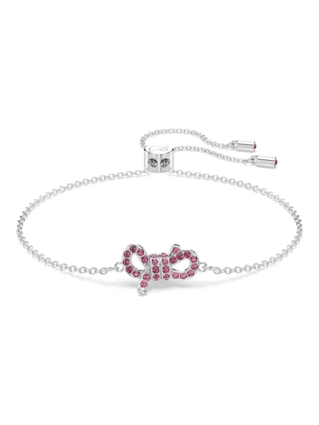 Bransoletka Swarovski z kokardką różowa
