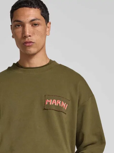 Bluza z detalem z logo Marni oliwkowa