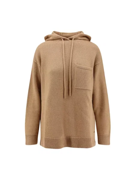 Bluza z kapturem Max Mara wełniana z kapturem beżowa