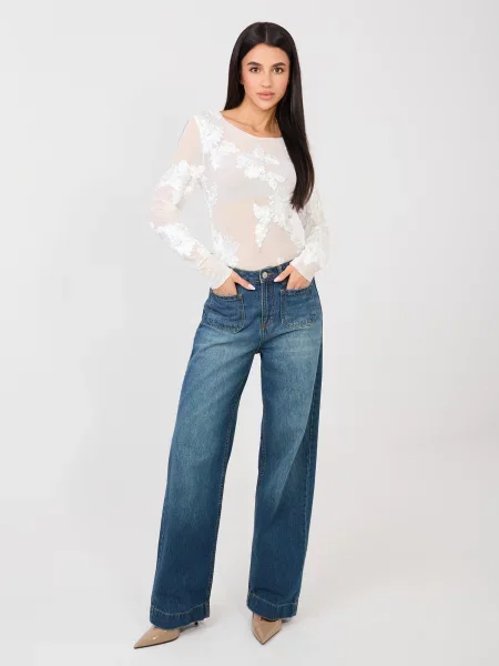 Bluză Italy Moda din dantelă alb