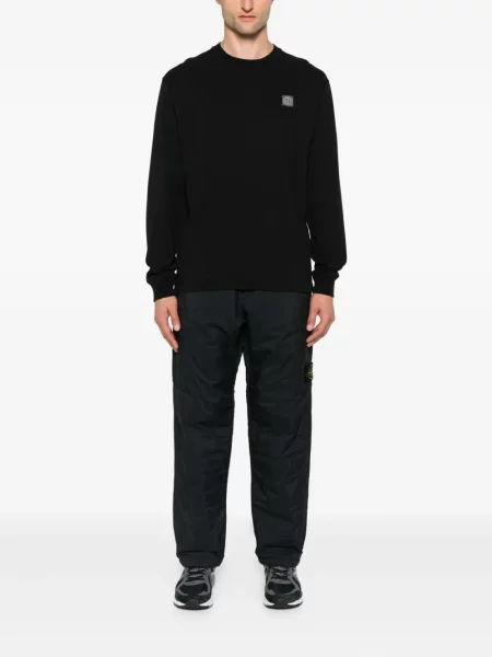Lung tricou Stone Island cu strasuri negru