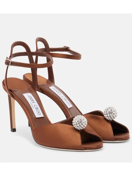 Sandale Jimmy Choo din satin maro