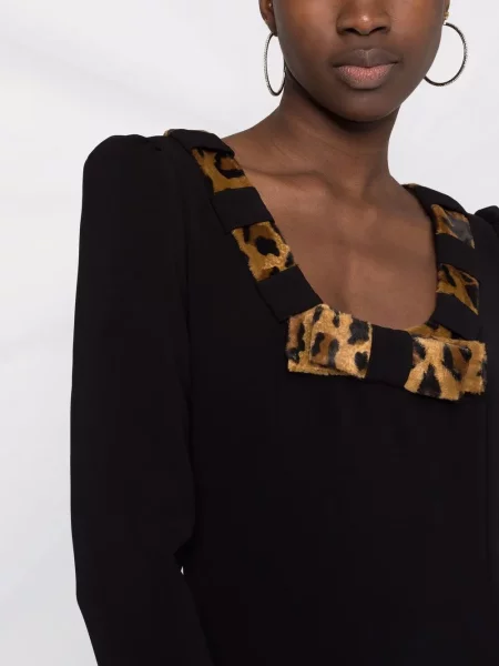 Rochie Moschino cu funde cu model leopard negru