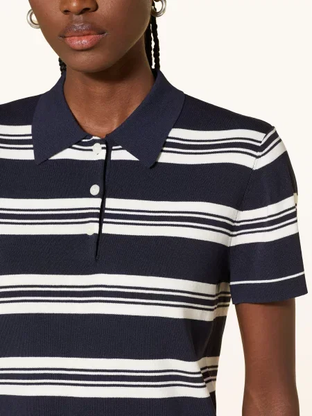 Mrs & Hugs Dzianinowa Koszulka Polo blau białe