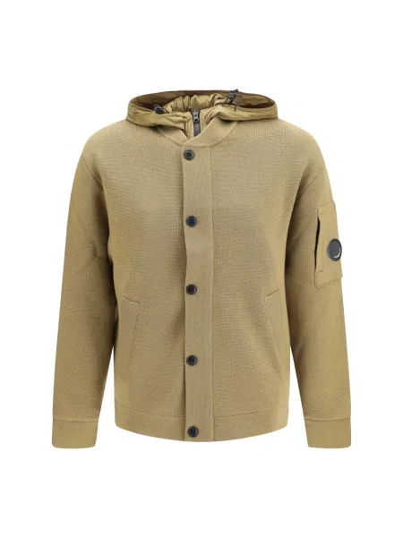 Kardigan C.p. Company z wełny merino dwustronny beżowy