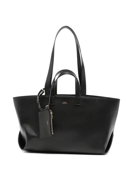 Geantă shopper A.p.c. din piele cu autograf negru
