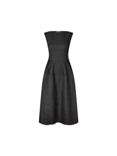 Sukienka midi Stine Goya bez rękawów gradientowa z dekoltem w łódkę czarna