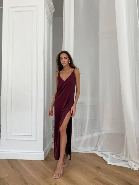 Шелковый сарафан Milirud бордовый