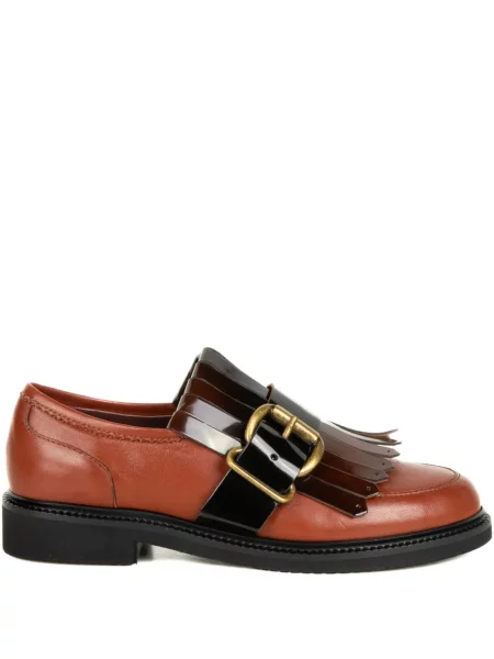Pantofi loafer Viola Ricci cu franjuri cu cataramă maro