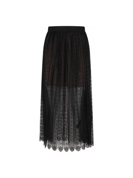 Spódnica midi Self-portrait koronkowa do kolan czarna