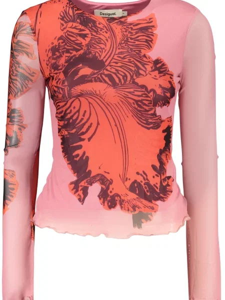 Tricou cu mânecă lungă Desigual roz