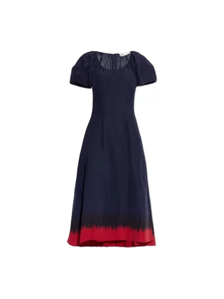 Lniana sukienka midi Tory Burch niebieska