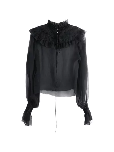 Bluză Ann Demeulemeester cu volane negru