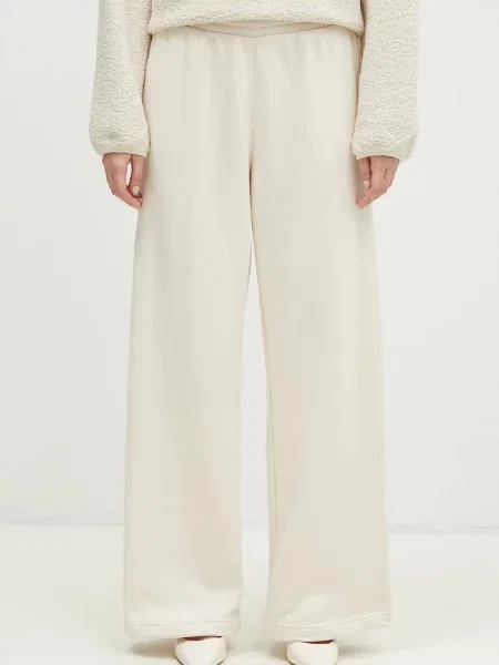 Adidas Originals pantaloni de trening Femme Galore Wideleg Fleece Pants uni bej