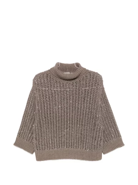 Pulover D.exterior cu paiete maro