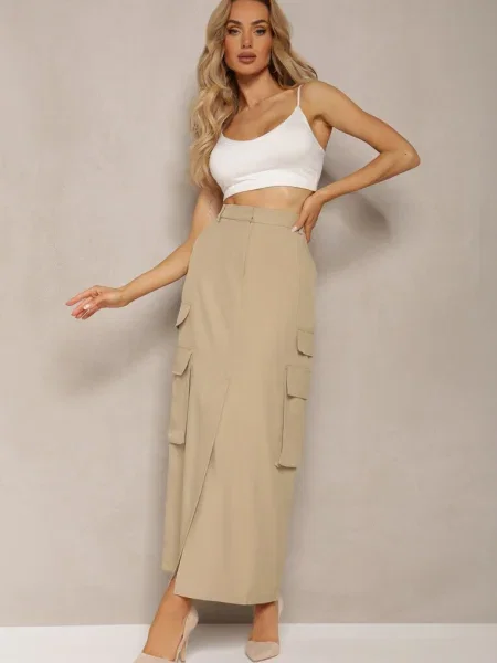 Fustă Utility cu cu Clapete Inno bej