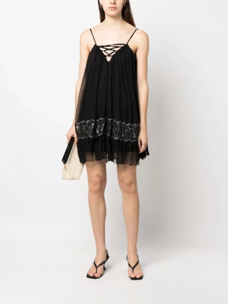 Rochie mini Nissa de mătase de costum negru