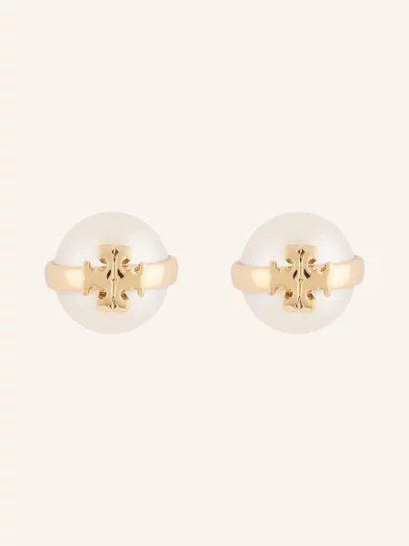 Tory Burch Kolczyki Moondance gold białe
