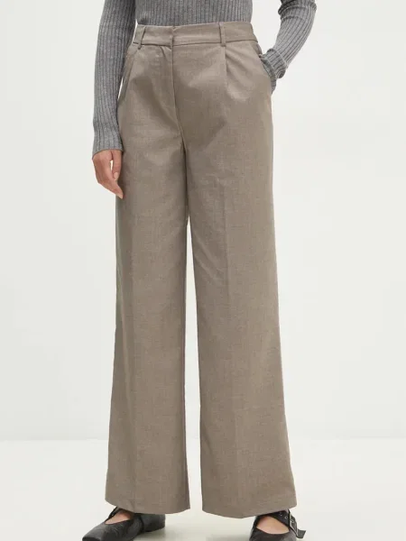 Панталон Answear Lab със стандартна кройка с висока талия бежово