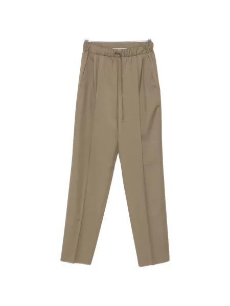 Pantaloni Max Mara de lână cu cordon maro