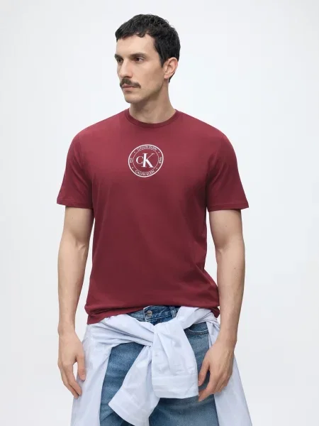 Calvin Klein Jeans Tričko bordová biela