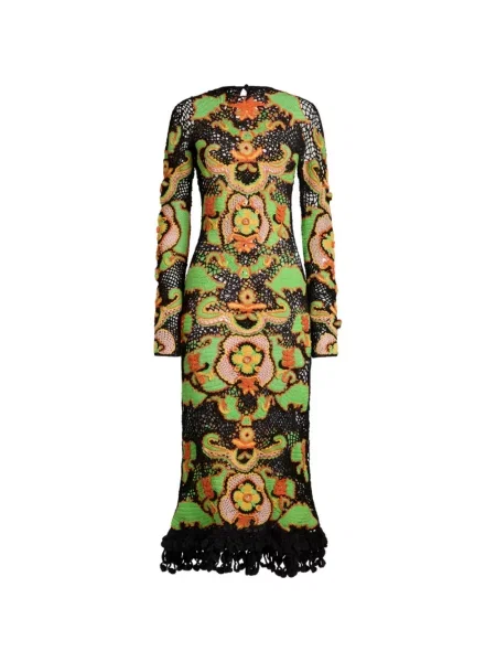 Rochie midi Etro cu model floral până la genunchi de costum negru