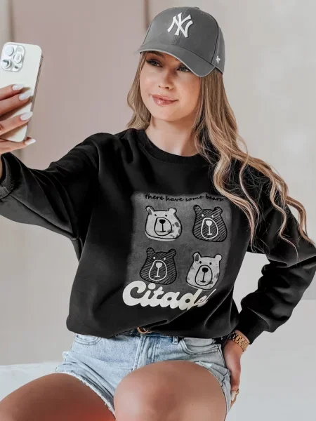 Bluza oversize z misiami MISOBEARS Dstreet czarna