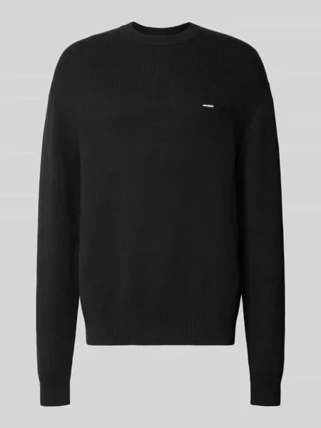 Sweter z dzianiny o kroju relaxed fit z czystej bawełny Review czarny