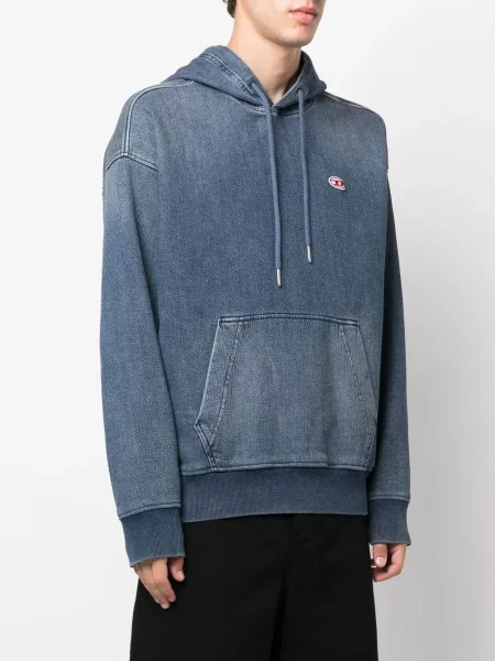 Μακρύς hoodie Diesel μπλε