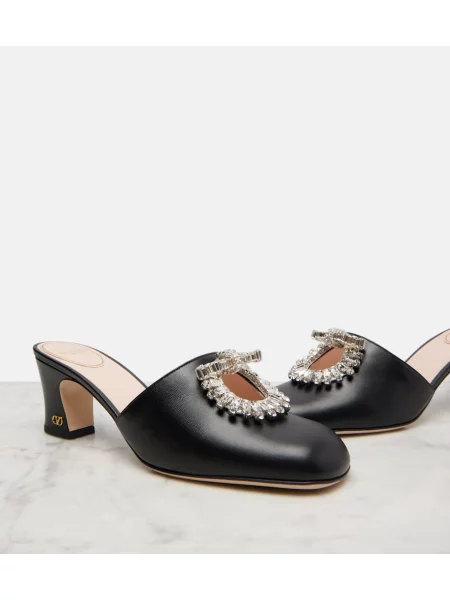 Papuci tip mules Valentino Garavani din piele negru