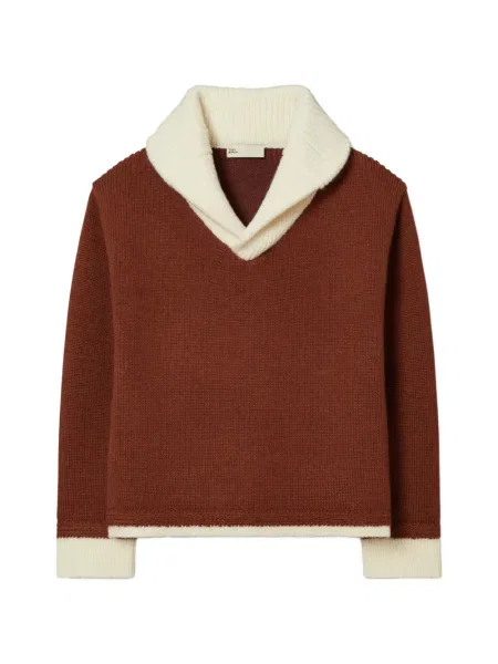 Pulover Tory Burch cu decolteu în V maro