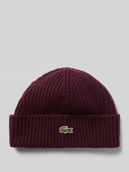Czapka z wełny z naszywką z logo Lacoste fioletowa