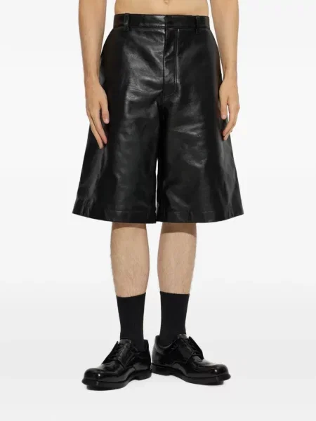 Δερμάτινα σορτς Balenciaga με αυτόγραφο μαύρο