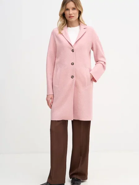 OUI płaszcz wełniany różowy