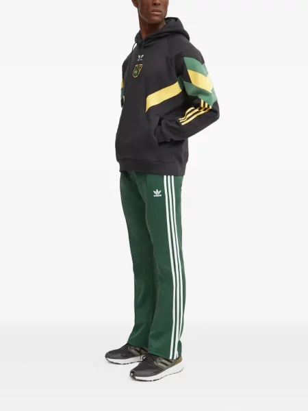 Spodnie cargo Adidas w paski z nadrukiem czarne