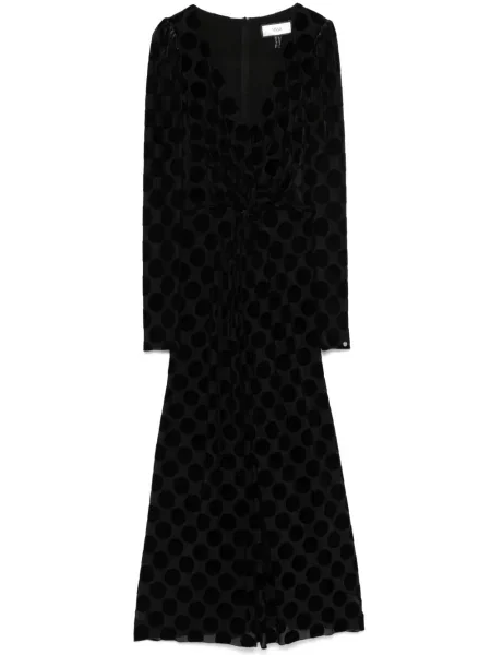 Rochie midi Nissa cu buline până la genunchi de costum negru