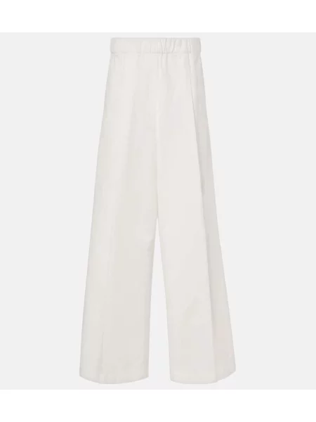 Pantaloni Dries Van Noten cu talie înaltă alb