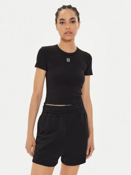 HUGO Tricou Delanor / alb negru