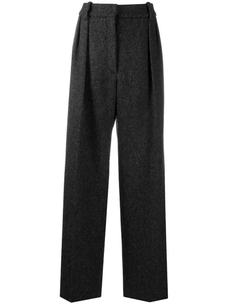 Pantaloni Valentino Garavani cu model herringbone gri