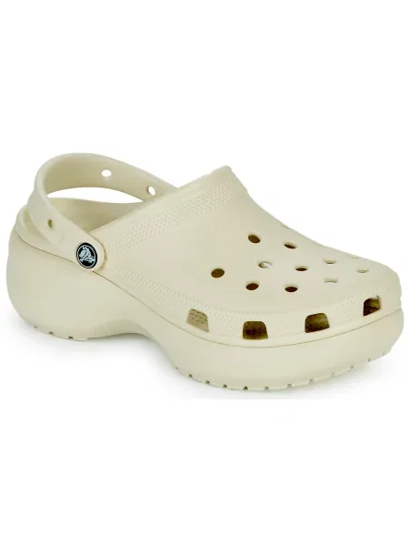 Klasické pantofle Crocs na platformě béžové