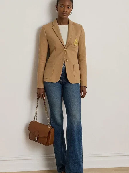 Піджак Lauren Ralph Lauren однобортний однотонний бежевий