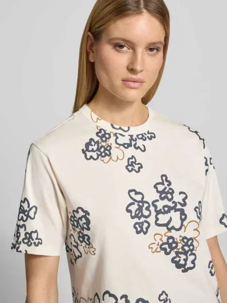 T-shirt we wzór na całej powierzchni z okrągłym dekoltem Jake*s Studio Woman