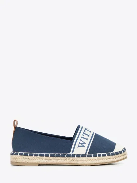 Espadryle z lamówką z logo granatowe