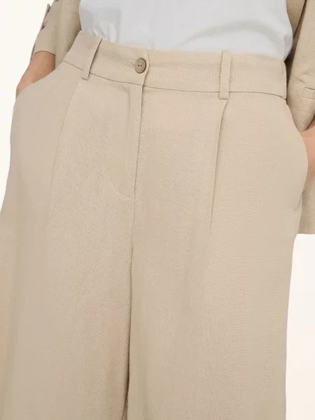 Only Bermudy Z Lnu beige beżowe