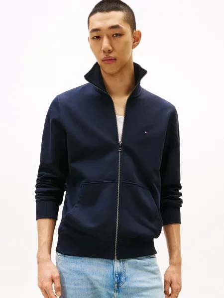 TOMMY HILFIGER Tepláková bunda ESSENTIAL námornícka modrá