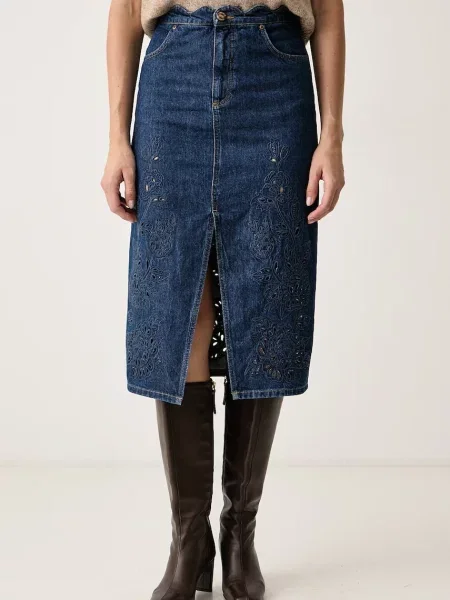 Farm Rio fustă din denim albastru