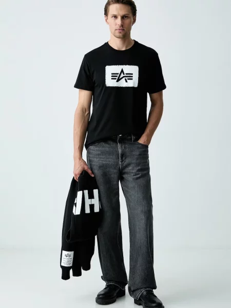 Alpha Industries tričko pánske Washed Out čierna