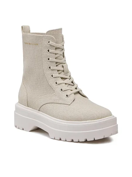 Plátené čižmy Tommy Hilfiger béžová
