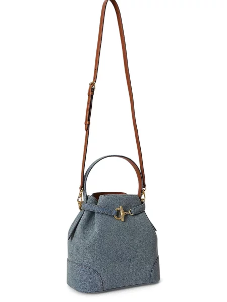 Torebka do ręki z denimu Lauren Ralph Lauren niebieska