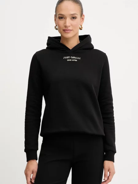 Just Cavalli hanorac de cu glugă cu imprimeu negru